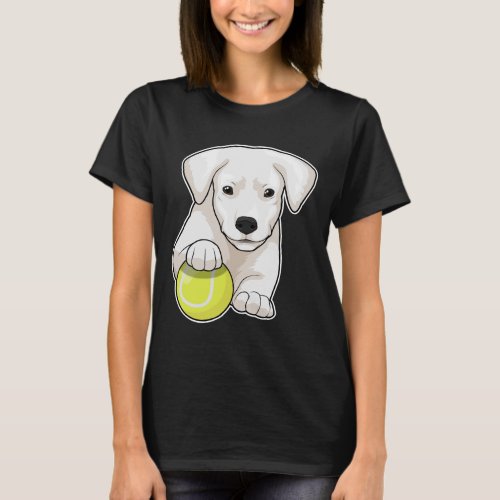Dog puppy Tennis Tennis ball T_Shirt