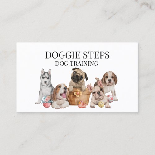 Dog Puppy Training Watercolor Pet Services Walker  Business Card