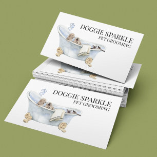 Dog Puppy Watercolor Pet Services Grooming Pet Business Card