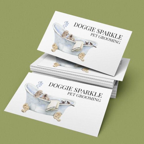 Dog Puppy Watercolor Pet Services Grooming Pet Business Card