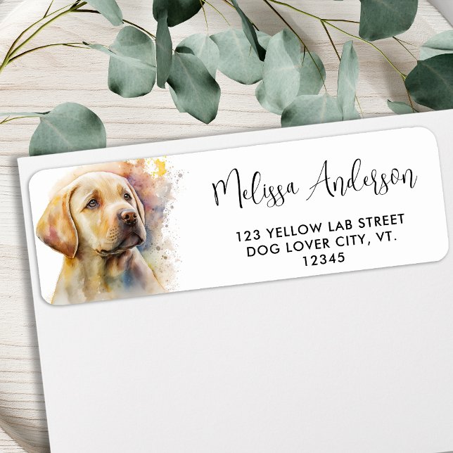 Dog Puppy Yellow Labrador Retriever Return Address Label (Creator Uploaded)