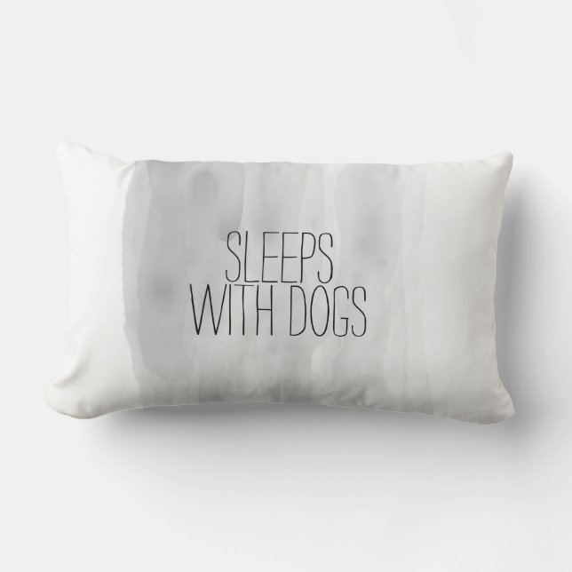 dog quote pillow sleeps with dogs gray (Front)