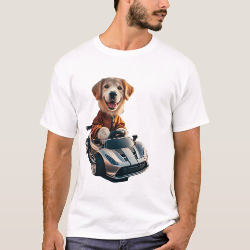 Dog Race Car Driver Zooming Speed T_Shirt