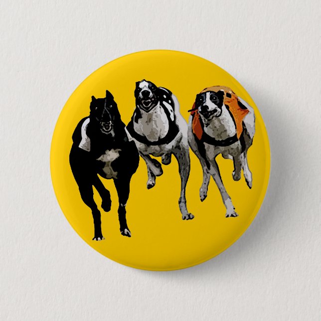 DOG RACE GREYHOUND PINBACK BUTTON (Front)
