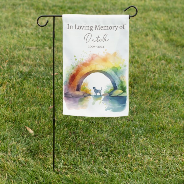Dog Rainbow Bridge Photo Tribute Garden Flag (In SItu)