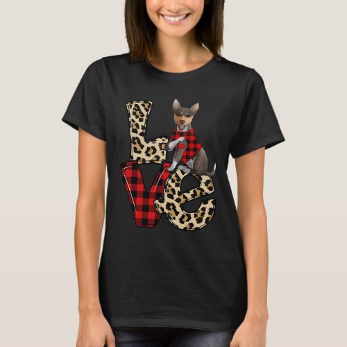 Dog Rat Terrier Love Leopard Happy Valentines Day  T_Shirt