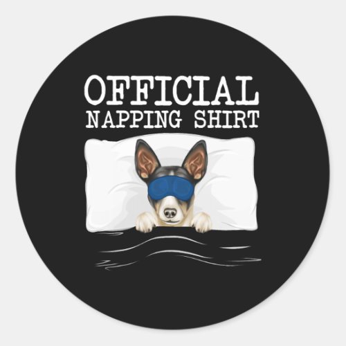 Dog Rat Terrier Sleeping Rat Terrier Sleep Officia Classic Round Sticker