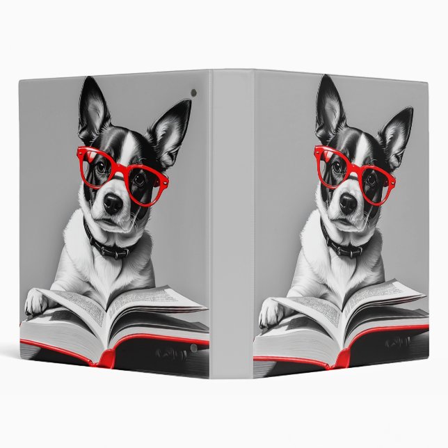 Dog Reading Book 3 Ring Binder (Background)