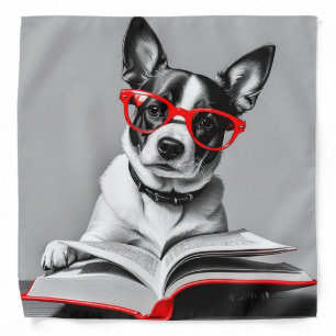 Dog Reading Book Bandana
