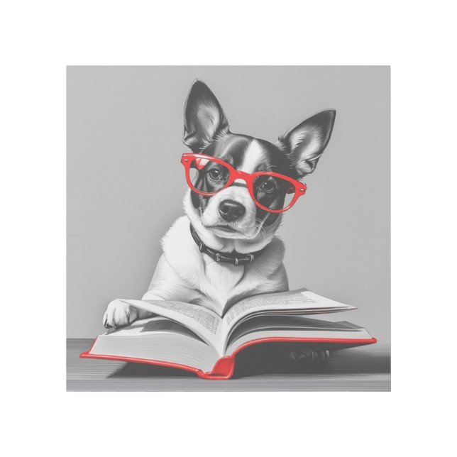 Dog Reading Book Gallery Wrap (Front)