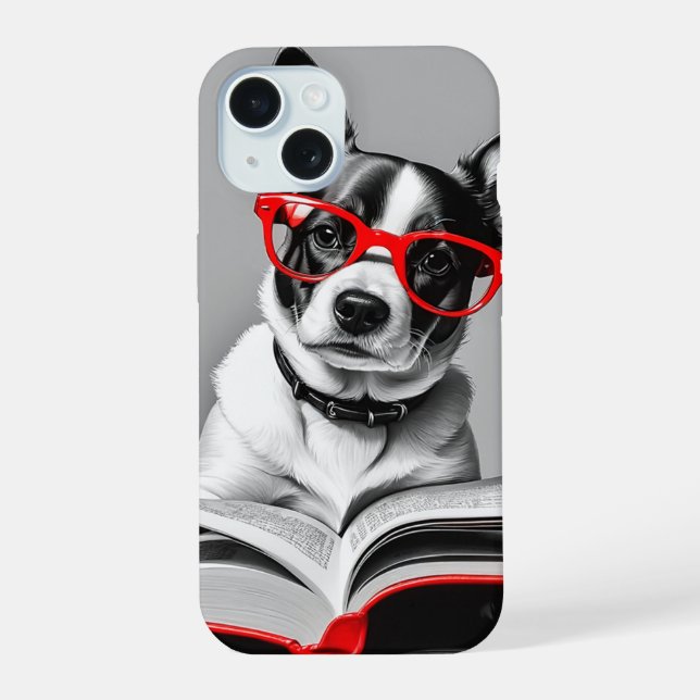 Dog Reading Book Iphone Case (Back)