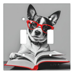 Dog Reading Book Light Switch Cover