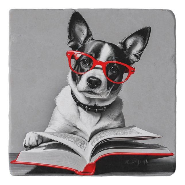 Dog Reading Book Trivet (Front)