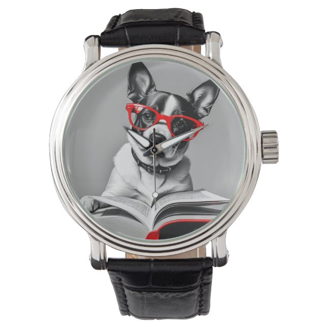 Dog Reading Book Watch (Front)