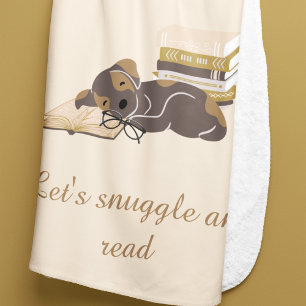 Dog Reading Books Cozy Book Themed  Sherpa Blanket