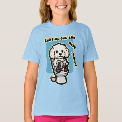 Dog reading on the toilet 95008 T_Shirt