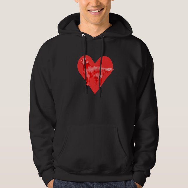 Dog Red Heart Flat Coated Retriever Hoodie (Front)