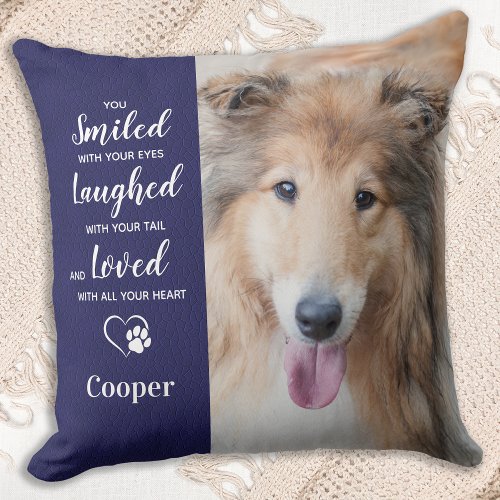 Dog Remembrance Custom 2 Photo Pet Memorial Throw Pillow