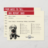 Dog Report Card for Dog Groomers (Front/Back)