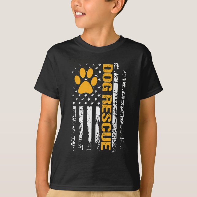 Dog Rescue American Flag Dog Shelter Dog Adoption T-Shirt (Front)