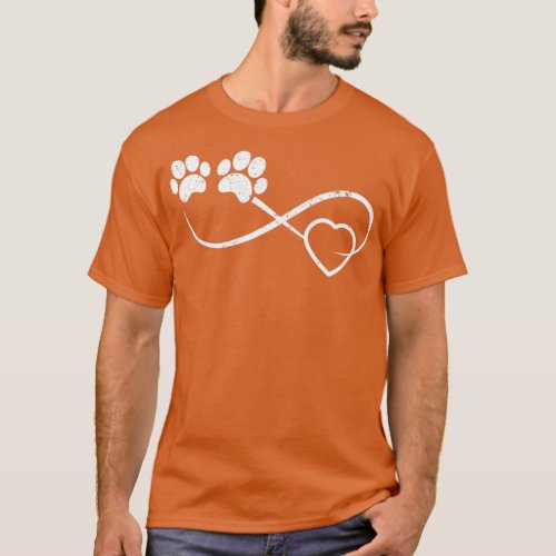 Dog Rescue Dog Lover Gift Infinity Heart Paw  T_Shirt