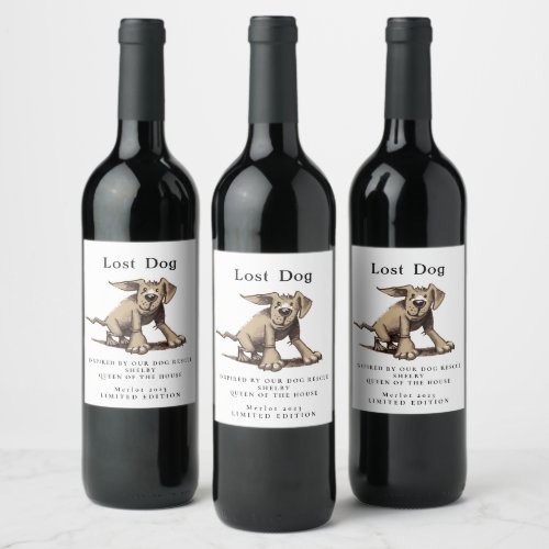 Dog Rescue Inspired White Custom Wine Labels