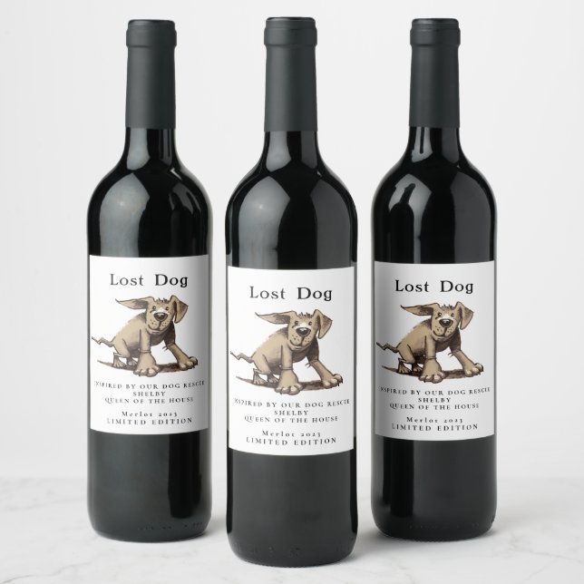 Dog Rescue Inspired White Custom Wine Labels (Bottles)