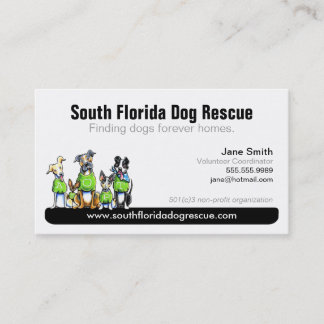 Dog Rescue Non Profit Black Tagline Business Card