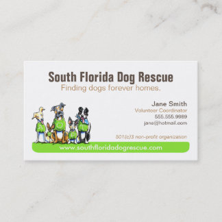 Dog Rescue Non Profit Green Tagline Business Card