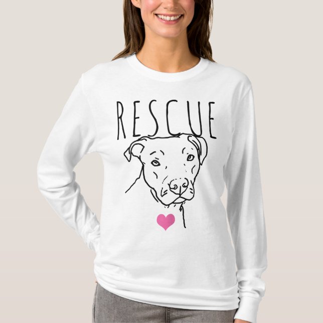 Dog Rescue Pitbull Cute Heart Adopt Pet Animal Dog T-Shirt (Front)