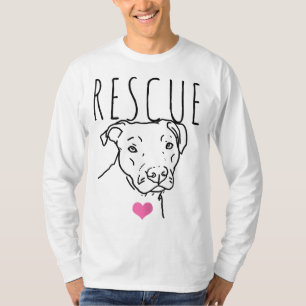 Dog Rescue Pitbull Cute Heart Adopt Pet Animal Dog T-Shirt