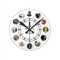 DOG Rescue Shelter Rehoming 12 PHOTO Collage Named Round Clock