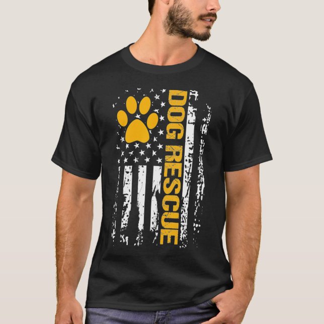 Dog Rescue Shirt American Flag Dog Shelter Dog (Front)