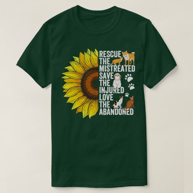 Dog Rescue Sunflower Rescue The Mistreated T-Shirt (Design Front)