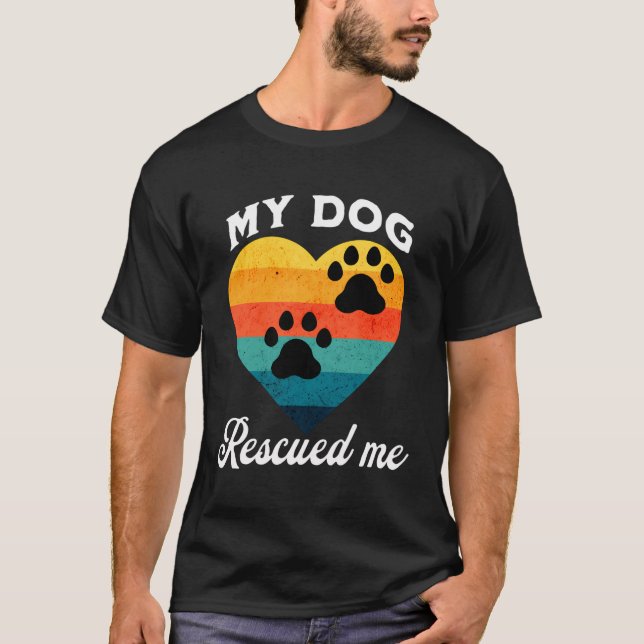 Dog Rescue Sunset Paw Prints Design T-Shirt (Front)