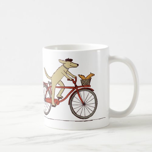 Dog Riding Bike with Squirrel _ Cute Animal Art Coffee Mug