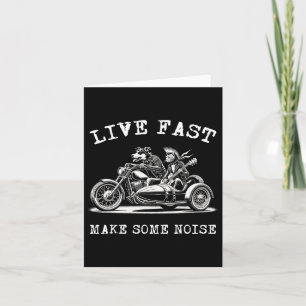 Dog Riding Motorcycle And Cat Playing Guitar Punk Card