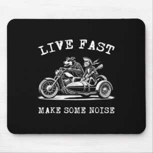 Dog Riding Motorcycle And Cat Playing Guitar Punk Mouse Pad