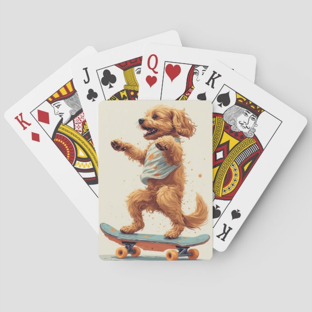 Dog Riding Skateboard Puzzle Poker Cards (Back)