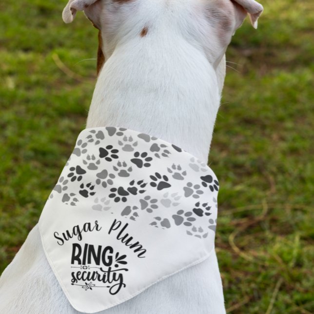 Dog Ring Security Personalized Black White Paws Bandana (Creator Uploaded)