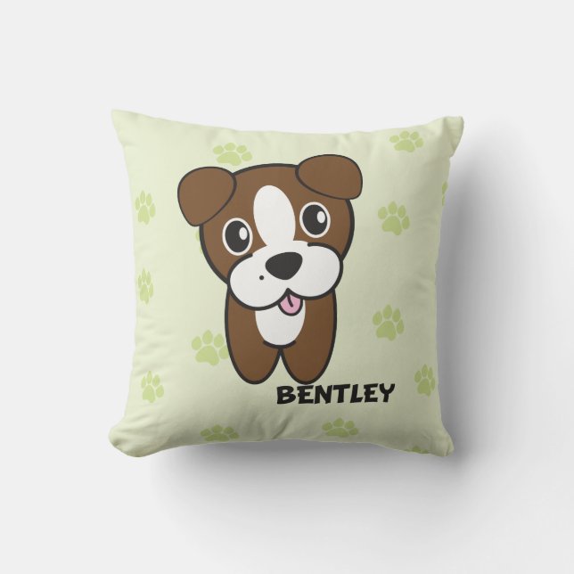 Dog Rockets Cartoons™ - Bentley Throw Pillow (Front)