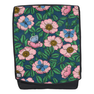Dog rose and butterflies backpack