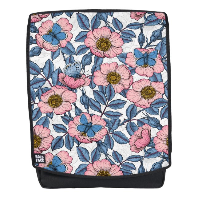 Dog rose and butterflies backpack (Front)