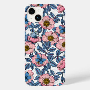 Dog rose and butterflies Case-Mate iPhone 14 plus case