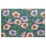 Dog rose and butterflies fabric