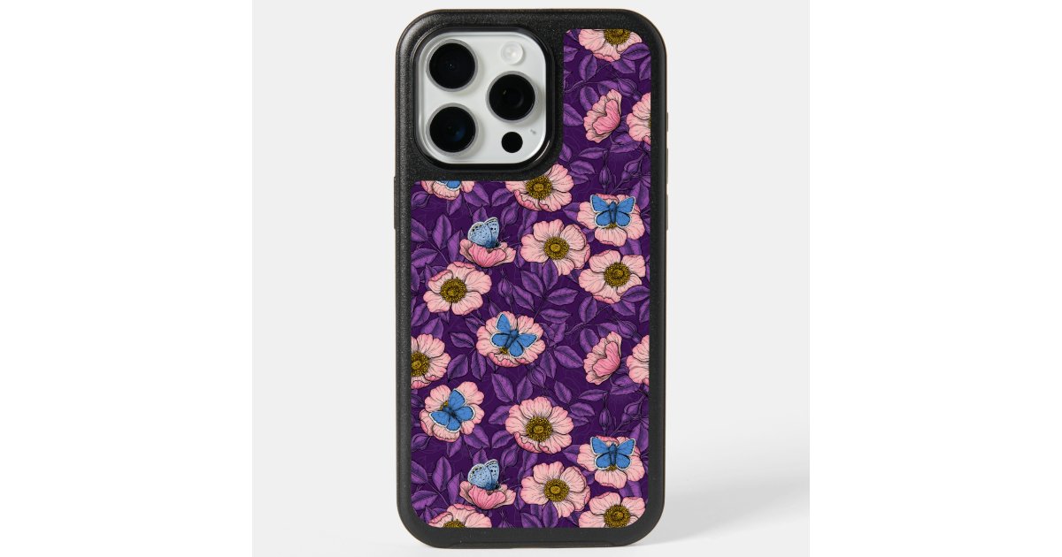 Phone Cover Rfa Dog rose and butterflies in pink and purple iPhone 15 pro max case | Zazzle