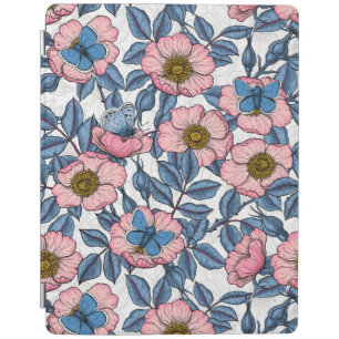 Dog rose and butterflies iPad smart cover