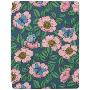 Dog rose and butterflies iPad smart cover