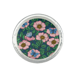 Dog rose and butterflies ring