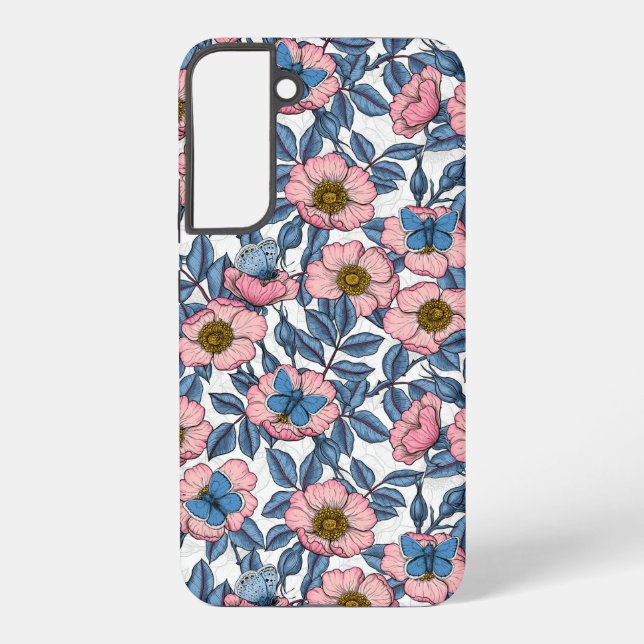 Dog rose and butterflies samsung galaxy case (Back)